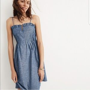 Madewell Chambray Ruffle Pintuck Dress